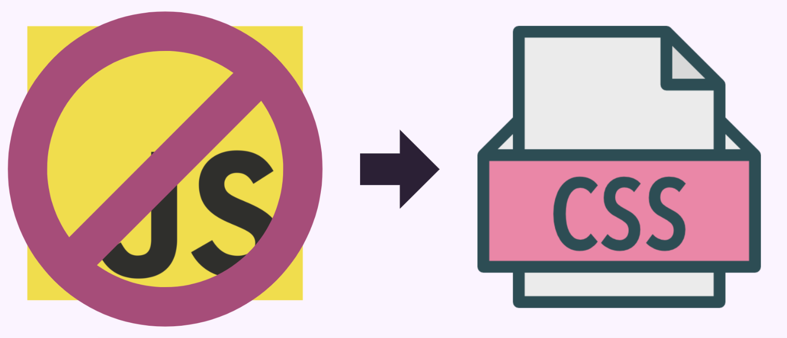 crossed out JavaScript icon transitioning to CSS